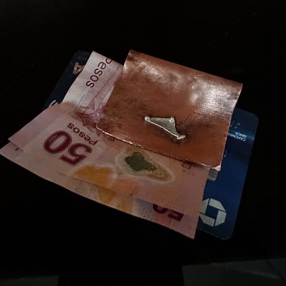 Rustic Money Clip Copper Sterling Silver 925 Gift Brutalist Southwestern Man - Picture 2 of 8